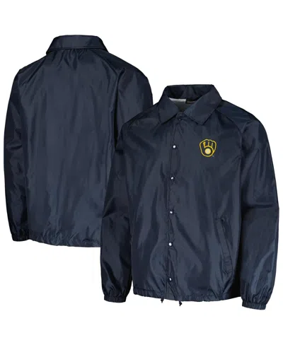 Shop Dunbrooke Men's  Navy Milwaukee Brewers Coach's Raglan Full-snap Windbreaker Jacket