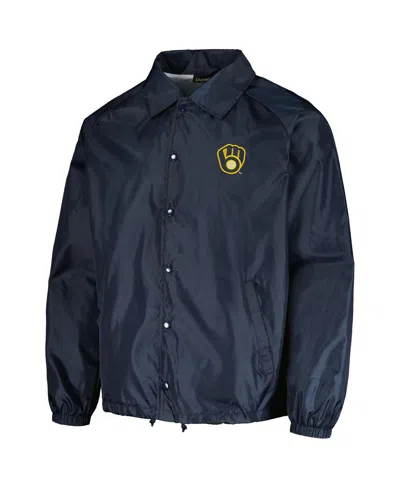 Shop Dunbrooke Men's  Navy Milwaukee Brewers Coach's Raglan Full-snap Windbreaker Jacket