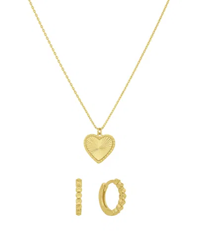 Shop And Now This Hoop 18k Gold Plated Heart Earring And Heart Necklace With Jewelry Box Set