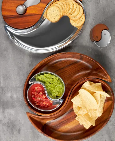 Nambe Yin Yang Chip And Dip Set, 4 Pieces In Brown