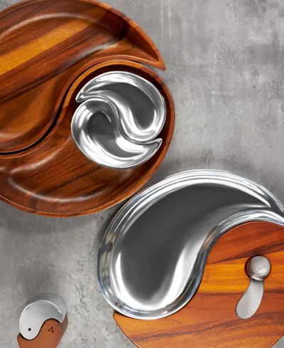 Nambe Yin Yang Chip And Dip Set, 4 Pieces In Brown