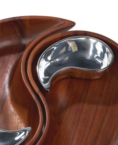 Nambe Yin Yang Chip And Dip Set, 4 Pieces In Brown