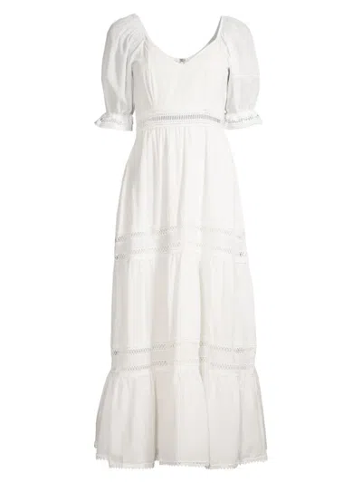 Shop Peixoto Women's Isabella Puff-sleeve Cotton Midi-dress In White