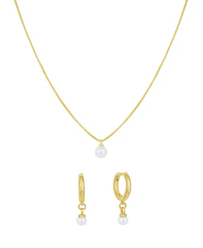 And Now This Cubic Zirconia Hoop Earring And Necklace Set In Gold