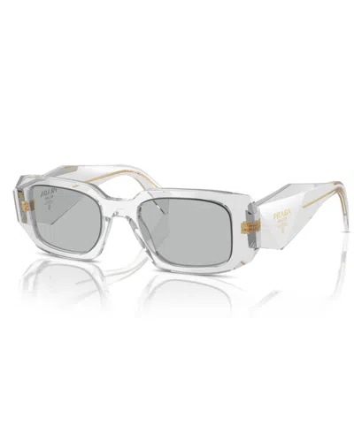 Prada Symbole Rectangular Women's Sunglasses, Pr 17ws In Transparent Gray