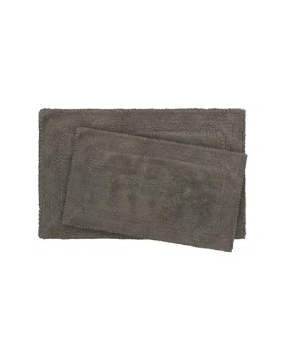 Laura Ashley Ruffle Cotton 2-pc. Bath Rug Set In Dark Gray