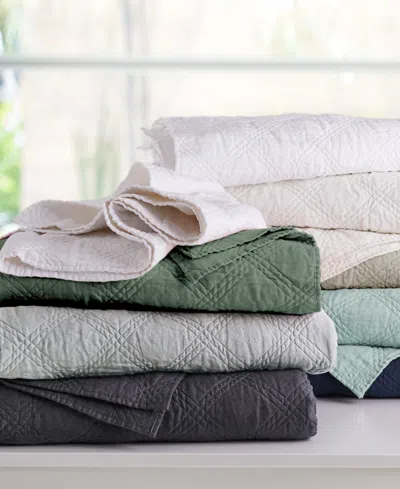 Shop Levtex Washed Linen Relaxed Textured Quilt, Full/queen In Green