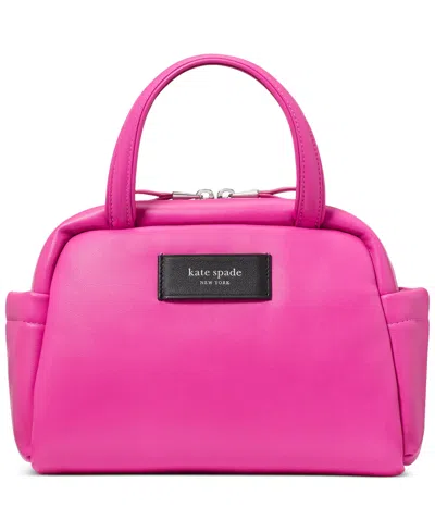 Shop Kate Spade Puffed Smooth Leather Small Satchel In Vivid Snap