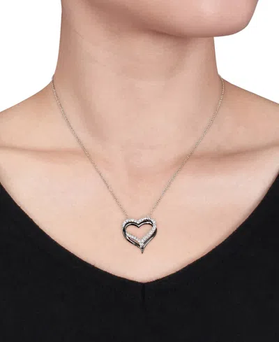 MACY'S LAB GROWN WHITE SAPPHIRE (5/8 CT. T.W.) STERLING SILVER, HEART NECKLACE 