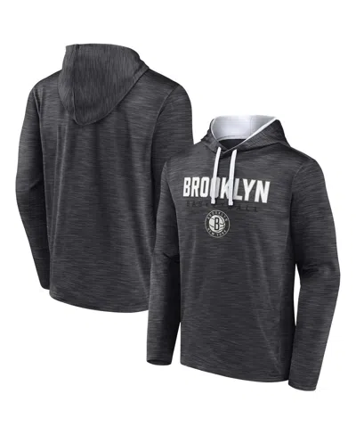 Fanatics Branded Heather Charcoal Brooklyn Nets Fast Break Pullover Hoodie In Heather Charcoal