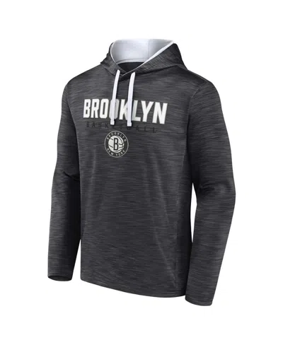 Fanatics Branded Heather Charcoal Brooklyn Nets Fast Break Pullover Hoodie In Heather Charcoal