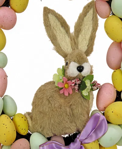 National Tree Company 16" Egg Wreath With Bunny Center In Yellow
