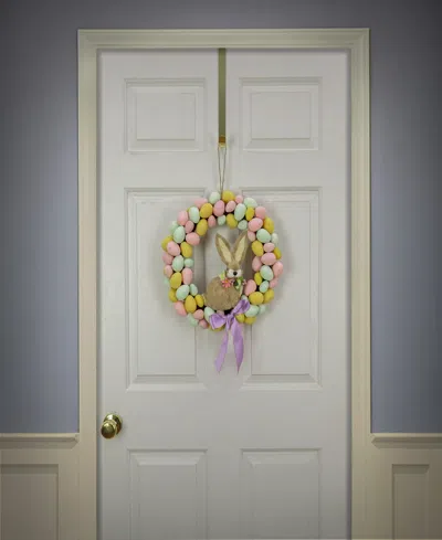 National Tree Company 16" Egg Wreath With Bunny Center In Yellow