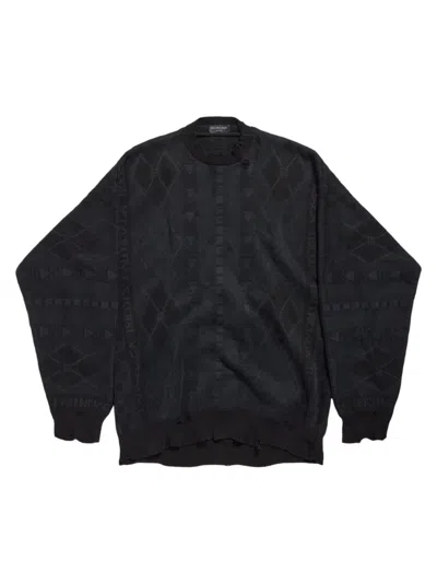Shop Balenciaga Jacquard Sweater In Black