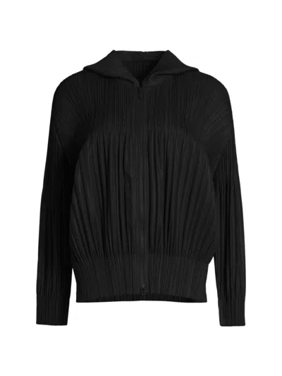 Shop Issey Miyake Women's Fluffy Basics Hooded Jacket In Black