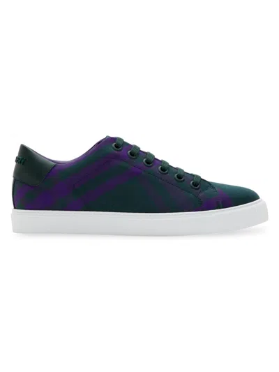 Shop Burberry Women's Albridge Check Low-top Sneakers In Purple
