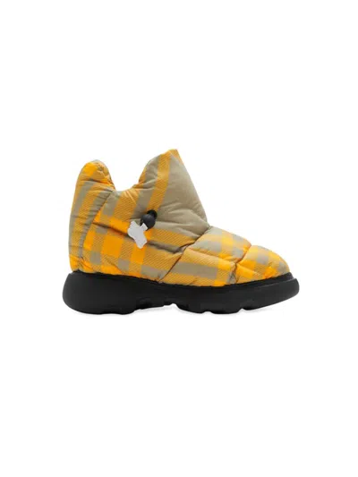 Shop Burberry Women's Pillow Checked Boots In Yellow