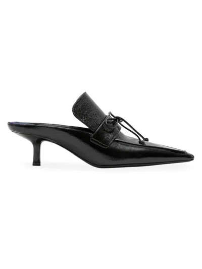 Shop Burberry Women's 50mm Leather Bow Mules In Black