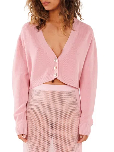 Shop Crush Cashmere Women's Naomi Mini Cardigan In Candy Floss