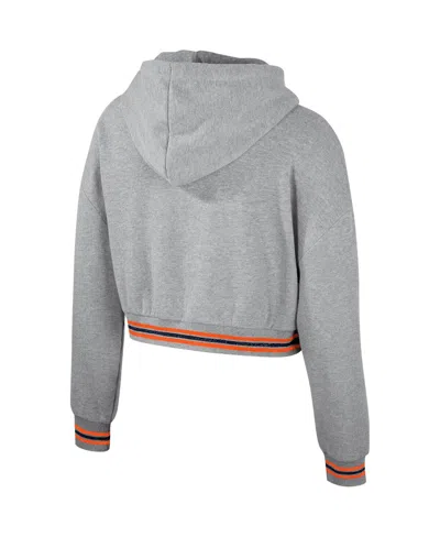 The Wild Collective Heather Gray Auburn Tigers Cropped Shimmer Pullover Hoodie In Heather Gray