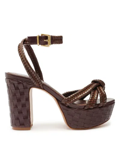 Shop Schutz Women's Kathleen 101mm Leather Platform Sandals In Dark Chocolate