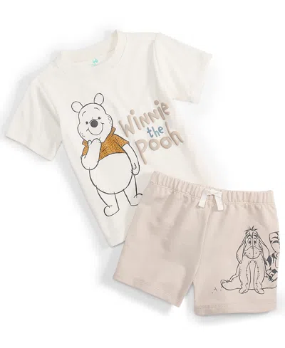 Shop Disney Baby Boys Winnie The Pooh 2-pc. Graphic T-shirt & Shorts Set In White