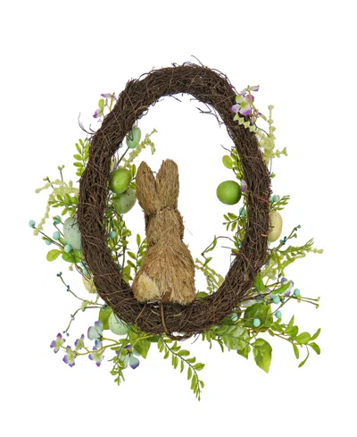 Shop National Tree Company 16" Bunny With Easter Eggs Wreath In Blue