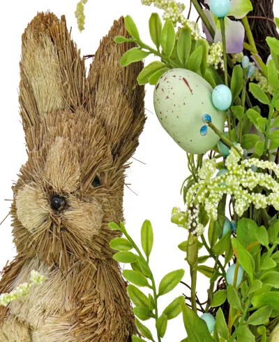 National Tree Company 16" Bunny With Easter Eggs Wreath In Blue