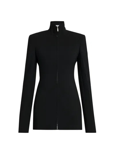 Shop Ferragamo Women's Zip-front Wool-blend Jacket In Nero