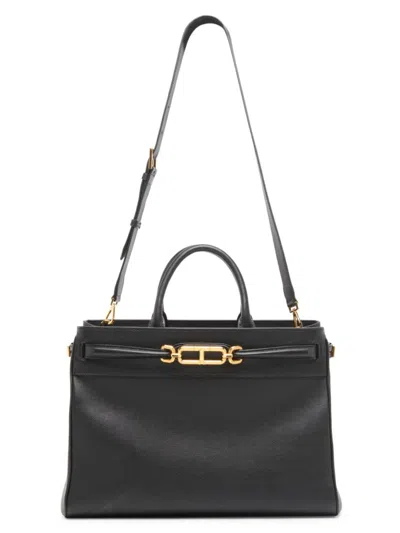 Shop Tom Ford Women's Large Whitney Leather Top-handle Bag In Black