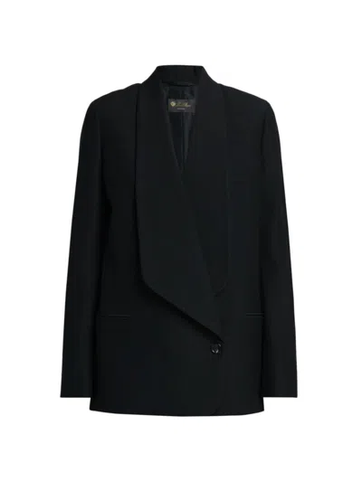 Shop Loro Piana Women's Sheri Wool Double-breasted Jacket In Black
