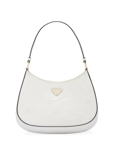 Shop Prada Women's  Cleo Brushed Leather Shoulder Bag In White