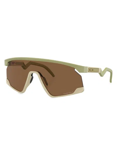 Shop Oakley Men's Bxtr Prism Rectangular Shield Sunglasses In Green Off White Brown