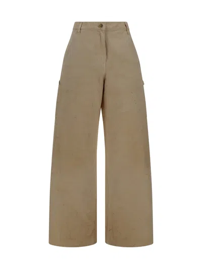 Shop Golden Goose Workwear Pants In Ecru