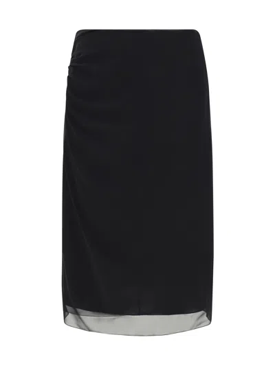 Shop Prada Midi Skirt In Nero