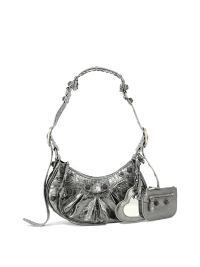 Shop Balenciaga "le Cagole Xs" Crossbody Bag In Silver