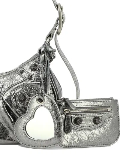 Shop Balenciaga "le Cagole Xs" Crossbody Bag In Silver
