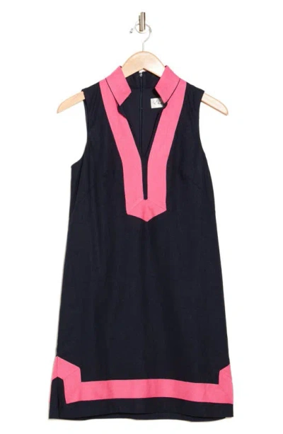 Shop Eliza J Collared Colorblock Dress In Navy Pansy