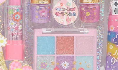 Shop Hot Focus Kids' Groovy Flower Glitter Cosmetic Kit In Multi Color