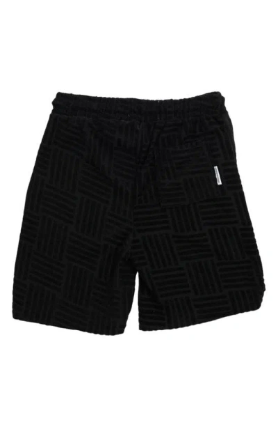 Shop Sovereign Code Kids' Hike Cotton Terry Cloth Shorts In Maze/ True Black