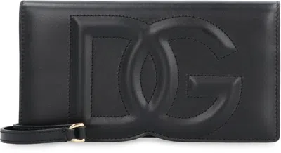 Shop Dolce & Gabbana Leather Phone Holder In Black