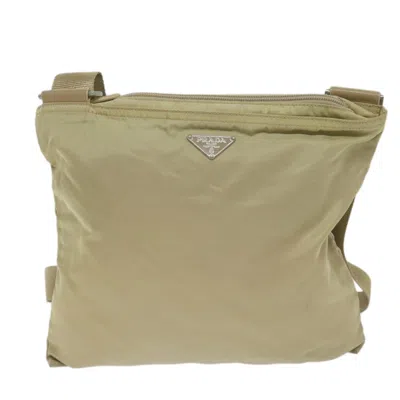 Shop Prada Tessuto Synthetic Shoulder Bag () In Beige
