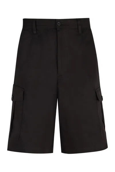 Shop Emporio Armani Cotton Cargo Bermuda Shorts In Black