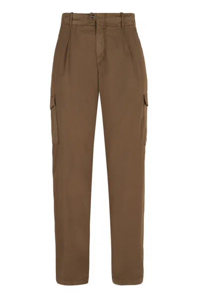 Shop Herno Cotton Cargo-trousers In Beige