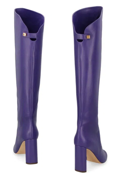 Shop Maison Skorpios Adriana Leather Boots In Purple