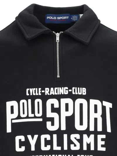 Polo Ralph Lauren Knitwear With Ribbed Cuffs And Embroidered Patch In Black