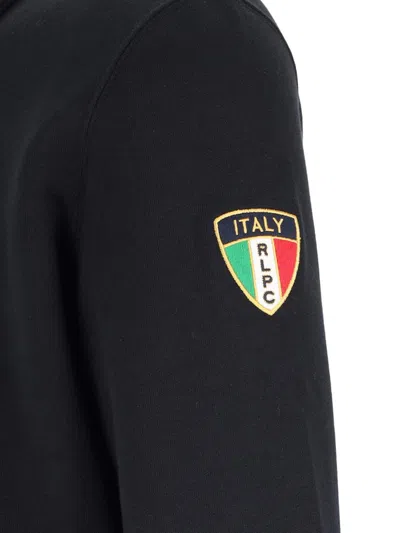 Polo Ralph Lauren Knitwear With Ribbed Cuffs And Embroidered Patch In Black