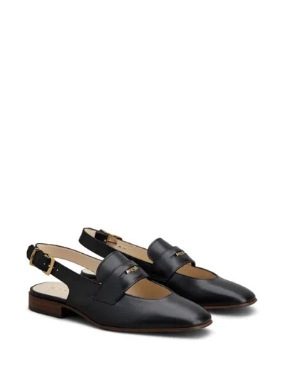 Shop Tod's Slingback Loafers Shoes In Black