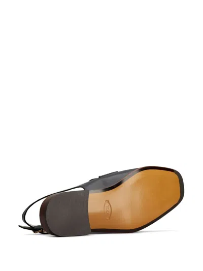 Shop Tod's Slingback Loafers Shoes In Black