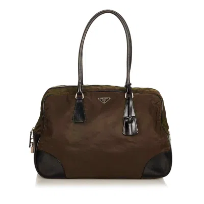 Shop Prada / Tessuto Shoulder Bag () In Brown